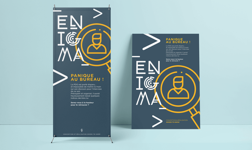 Affiche et kakemono présentant l'escape game Enigma