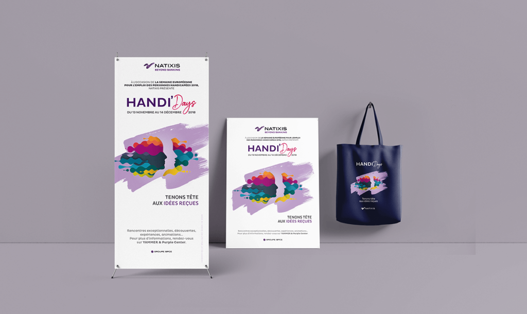 Kakemono, affiche et sac présentant HANDI'Days