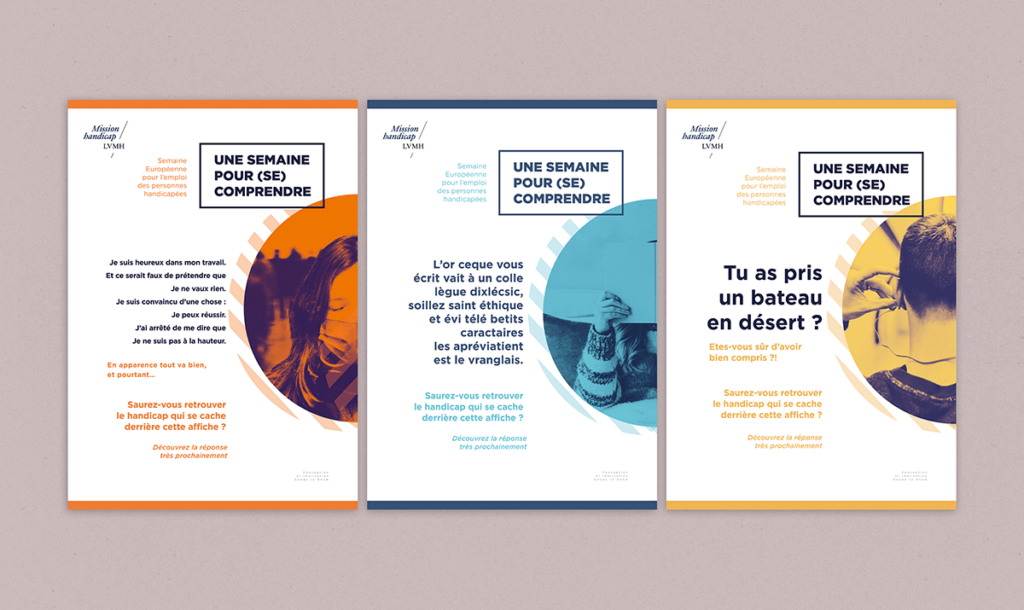Aperçu affiches handicaps invisibles réalisés pour LVMH
