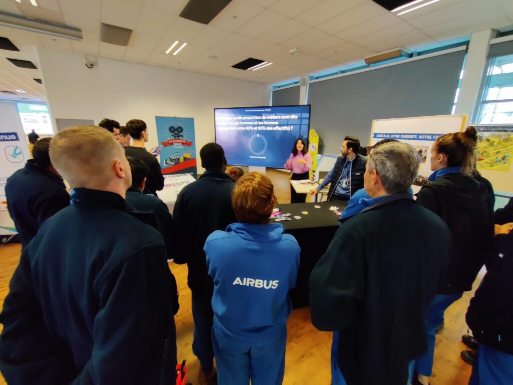 Ciné Quiz, les participants regardent l'écran en arc de cercle