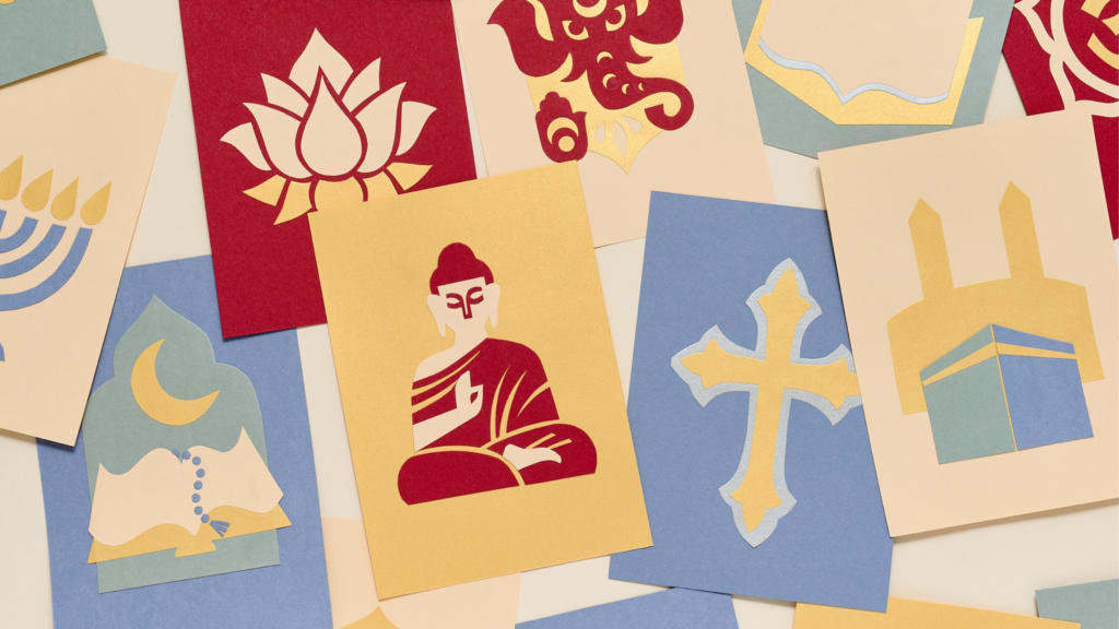 Cartes d'illustrations de plusieurs religions